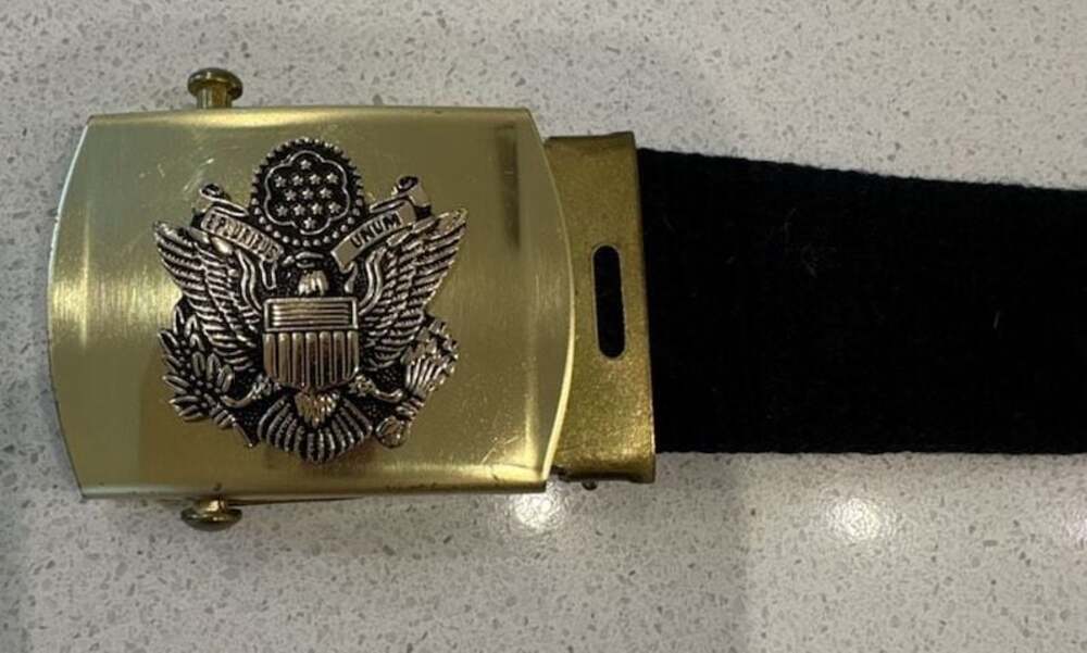 US Military Surplus Black Web Belt with Gold Tone Buckle 39 Inch